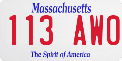 MA license plate 113AW0