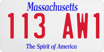MA license plate 113AW1