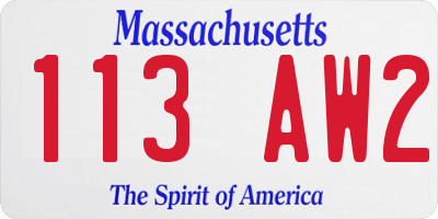 MA license plate 113AW2