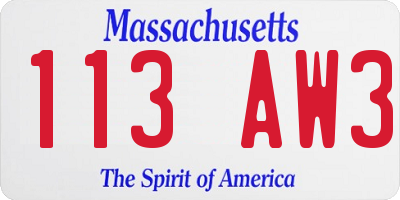 MA license plate 113AW3