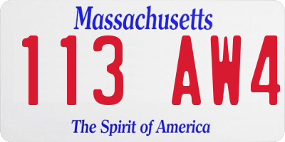 MA license plate 113AW4