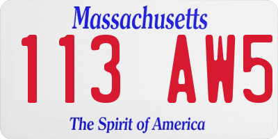 MA license plate 113AW5
