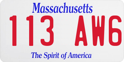 MA license plate 113AW6