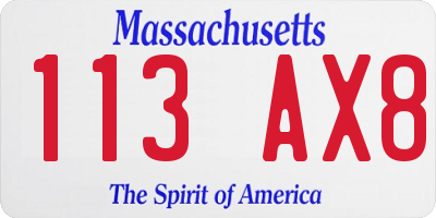 MA license plate 113AX8