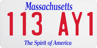 MA license plate 113AY1