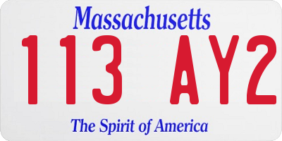 MA license plate 113AY2