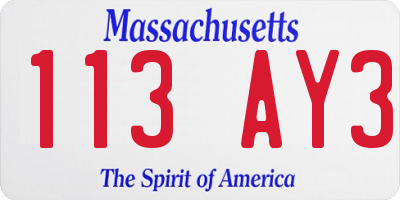 MA license plate 113AY3