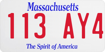 MA license plate 113AY4
