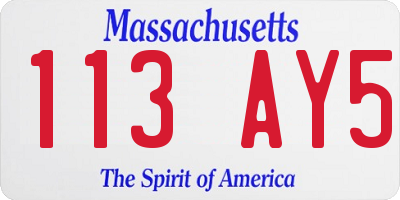 MA license plate 113AY5