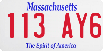 MA license plate 113AY6
