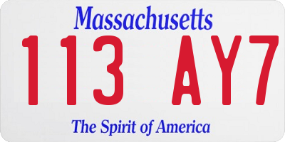 MA license plate 113AY7