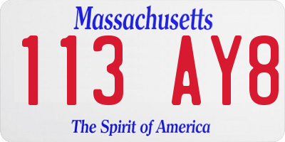 MA license plate 113AY8