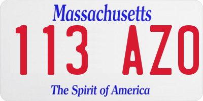 MA license plate 113AZ0