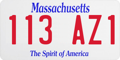 MA license plate 113AZ1