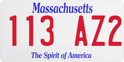 MA license plate 113AZ2
