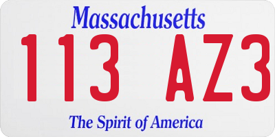 MA license plate 113AZ3