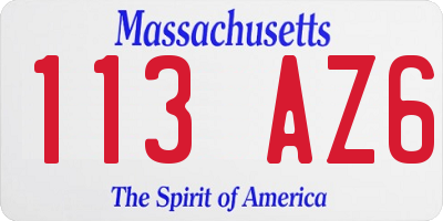MA license plate 113AZ6