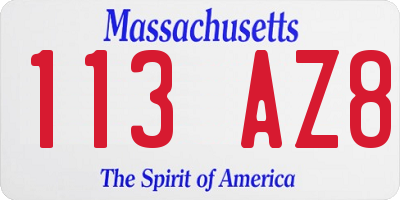 MA license plate 113AZ8