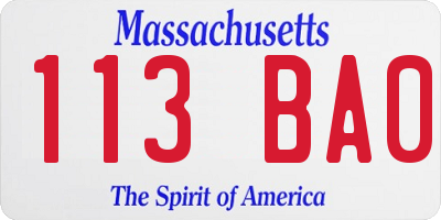 MA license plate 113BA0