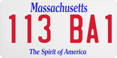 MA license plate 113BA1