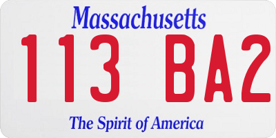 MA license plate 113BA2
