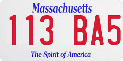 MA license plate 113BA5