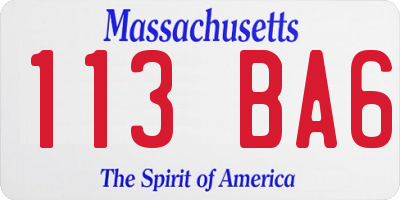 MA license plate 113BA6