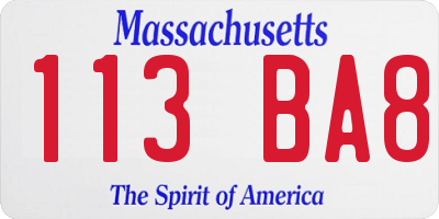 MA license plate 113BA8