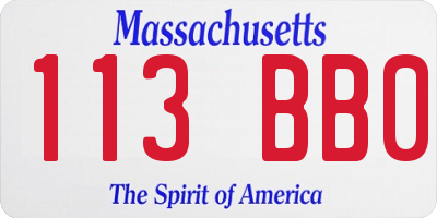 MA license plate 113BB0