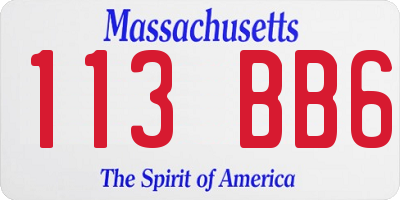 MA license plate 113BB6
