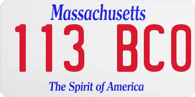 MA license plate 113BC0