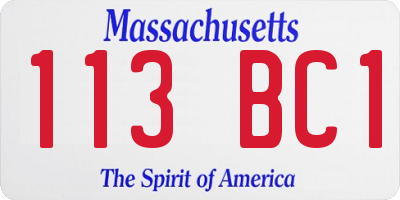 MA license plate 113BC1