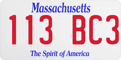 MA license plate 113BC3