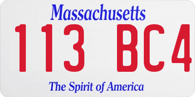 MA license plate 113BC4