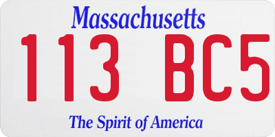 MA license plate 113BC5