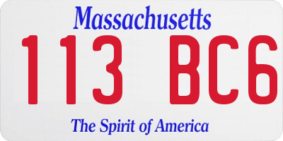 MA license plate 113BC6
