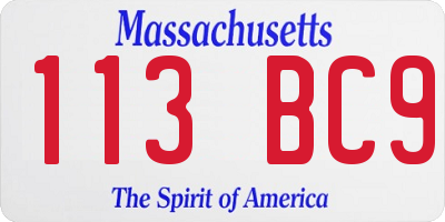 MA license plate 113BC9