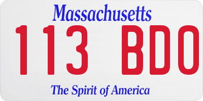 MA license plate 113BD0