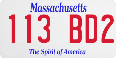 MA license plate 113BD2