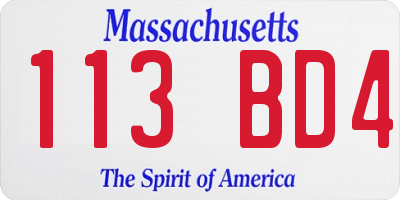 MA license plate 113BD4