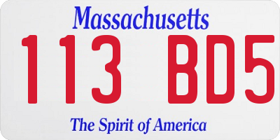 MA license plate 113BD5