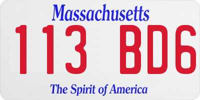MA license plate 113BD6