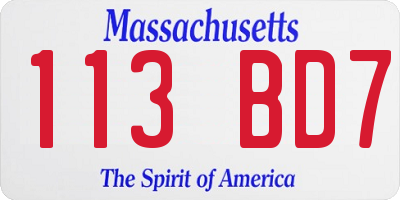 MA license plate 113BD7