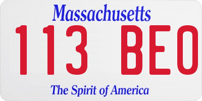 MA license plate 113BE0
