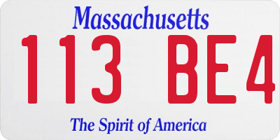 MA license plate 113BE4