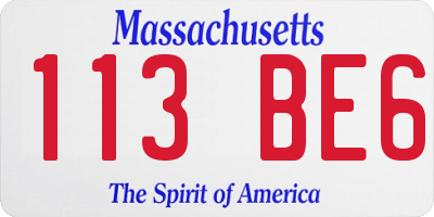 MA license plate 113BE6