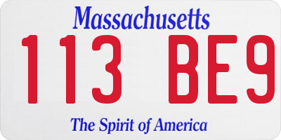 MA license plate 113BE9