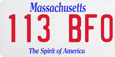 MA license plate 113BF0