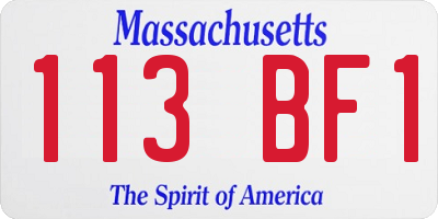 MA license plate 113BF1
