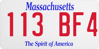 MA license plate 113BF4